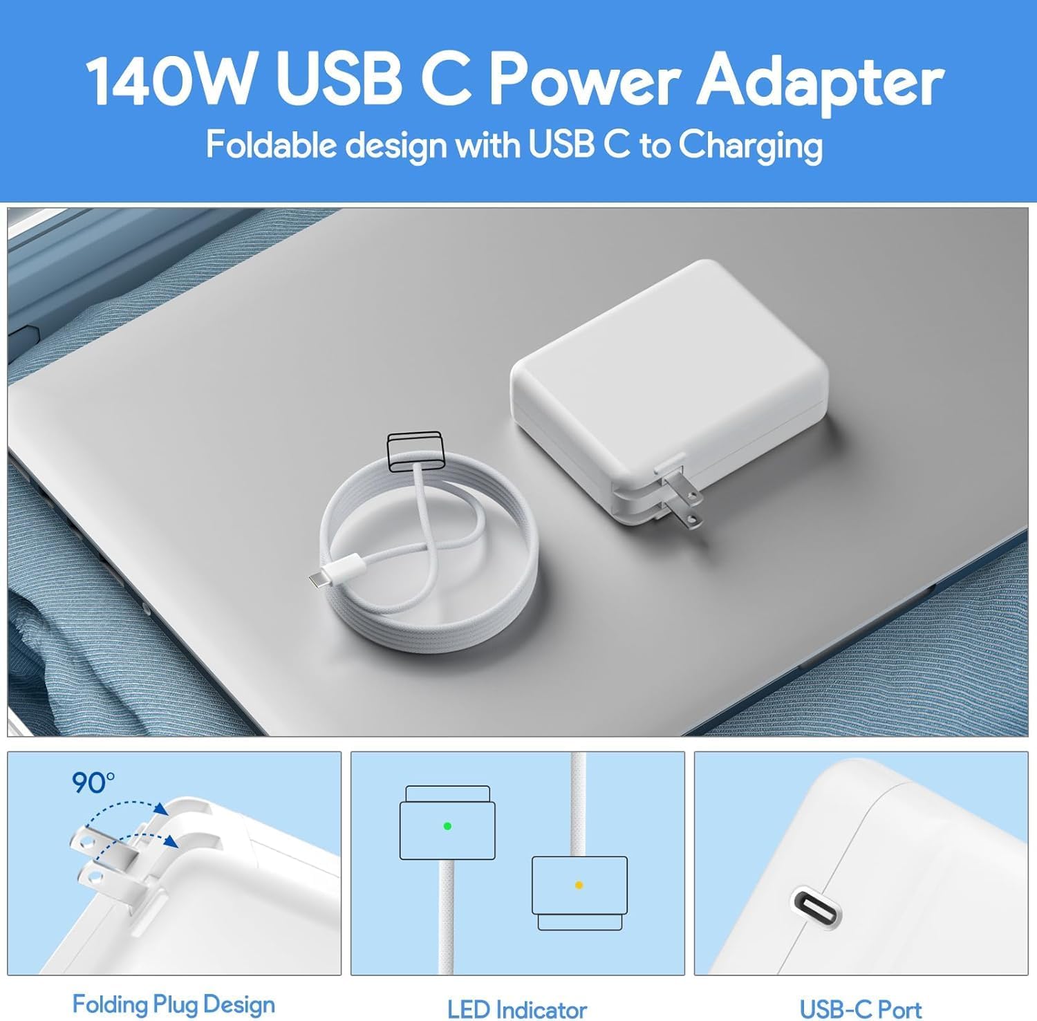 Cargador Mac Book Pro de 140 W, cable Mag 3 PD 3.1 para Mac Pro de...