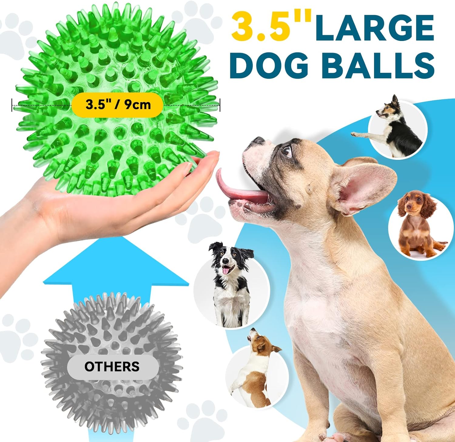 SHARLOVY Pelota de juguetes para perros grandes de 3.5", paquet...