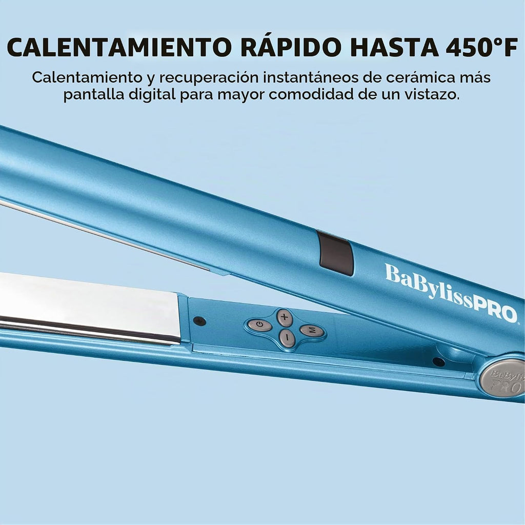 BaBylissPRO Plancha de pelo Nano Titanium, plancha plana digital pa...