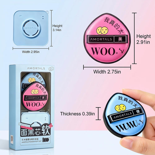 AMORTALS Juego de 2 esponjas de maquillaje y polvo con estuche de a...