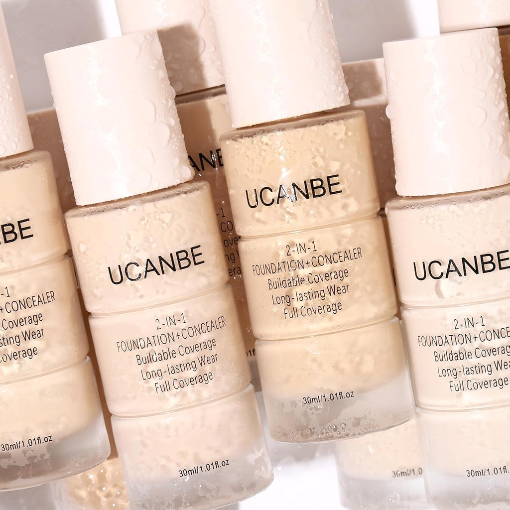 UCANBE Base líquida y corrector 2 en 1, juego de maquillaje de base...