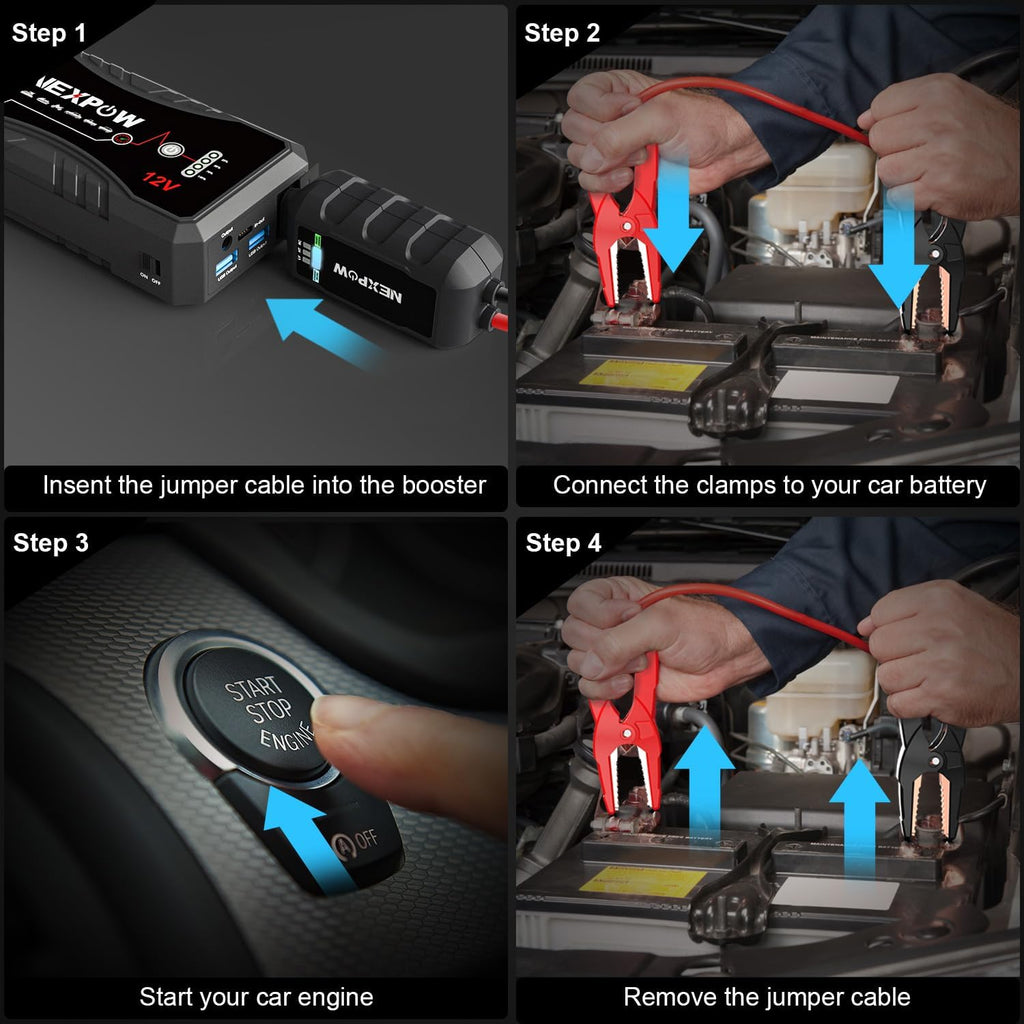 NEXPOW Arrancador de coche, batería de coche, 1500A Peak Q10S y arr...