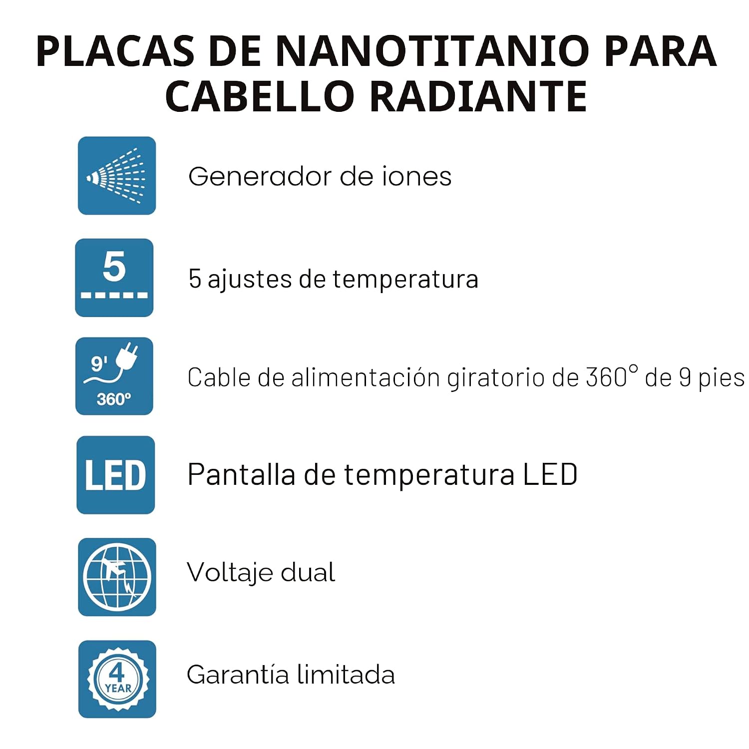 BabylissPRO Nano Titanium Ionic Plancha de pelo, plancha profesiona...