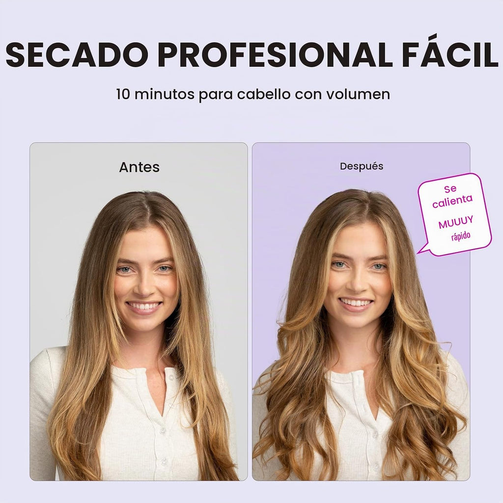 Wavytalk Cepillo térmico Blowout Boost, cepillo redondo calentado d...