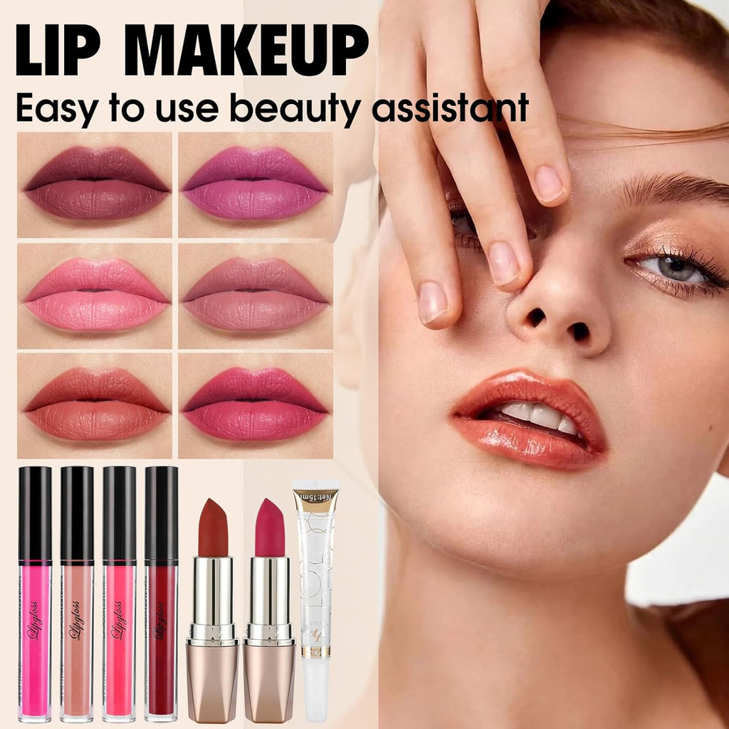 Kit completo de maquillaje para mujer, incluye base de sombra de oj...