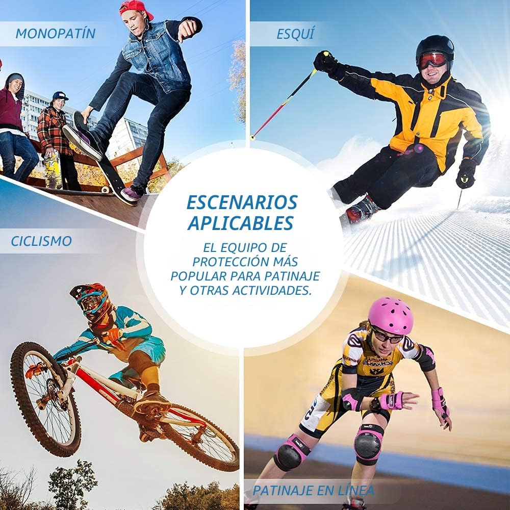 JBM - Juego de equipo de protección para patinaje para niños y adul...