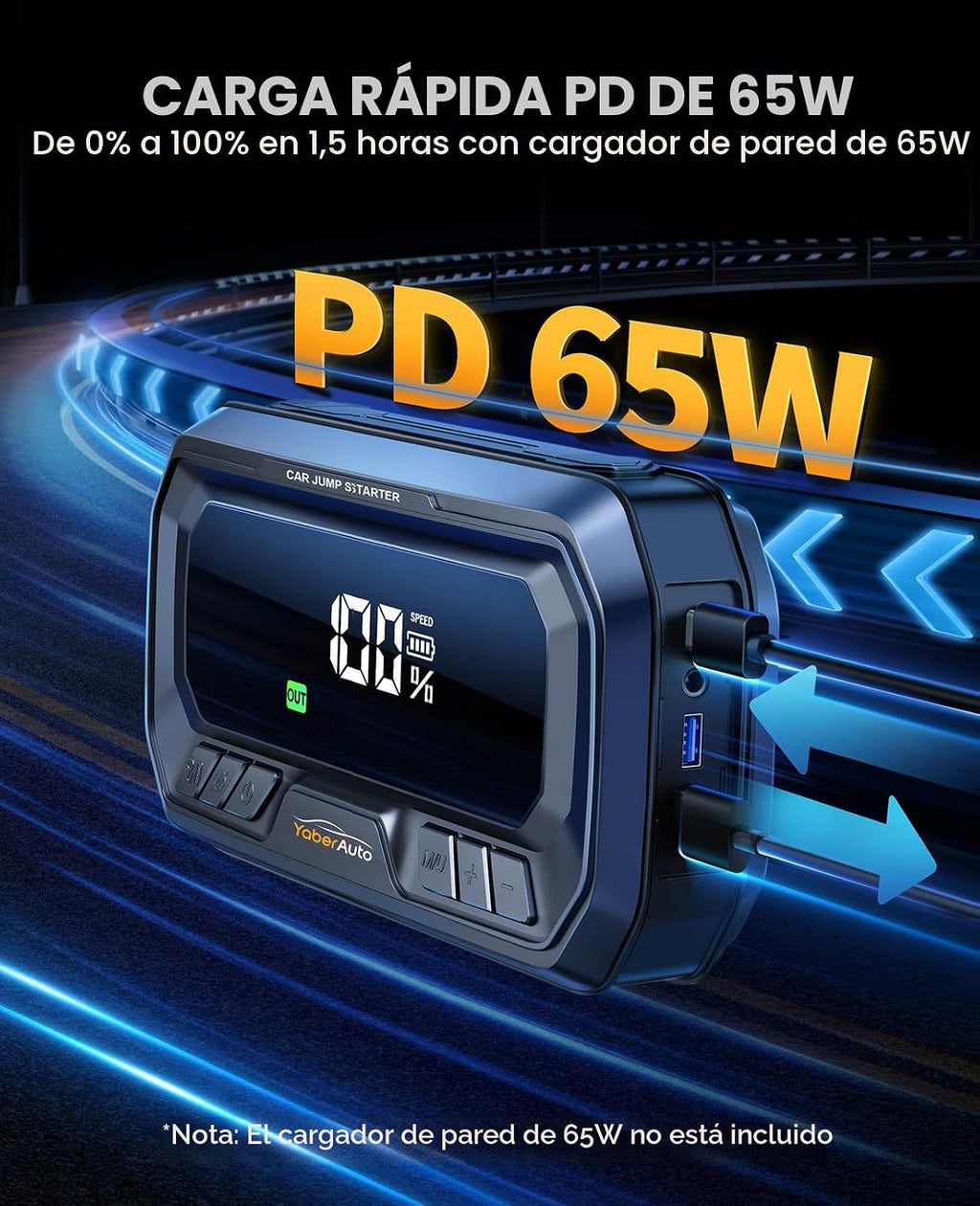 YaberAuto Arrancador de salto 12 en 1 con compresor de aire 8000A 1...