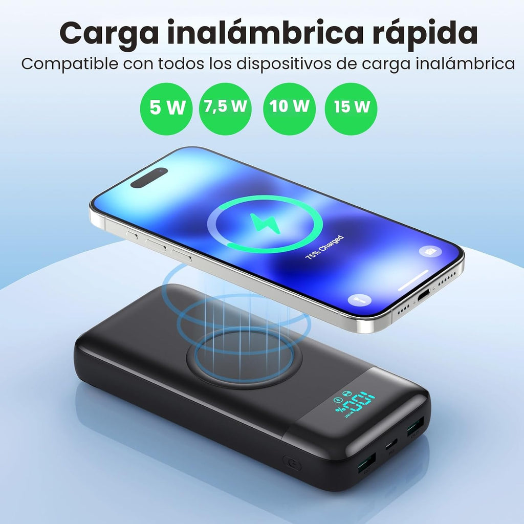 Cargador portátil inalámbrico de 40800 mAh con 3 cables integrados,...
