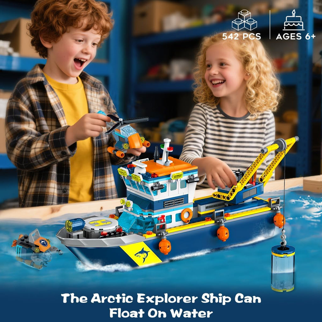 HiWEEGO Juego de construcción de barco flotante de ciudad con luz L...