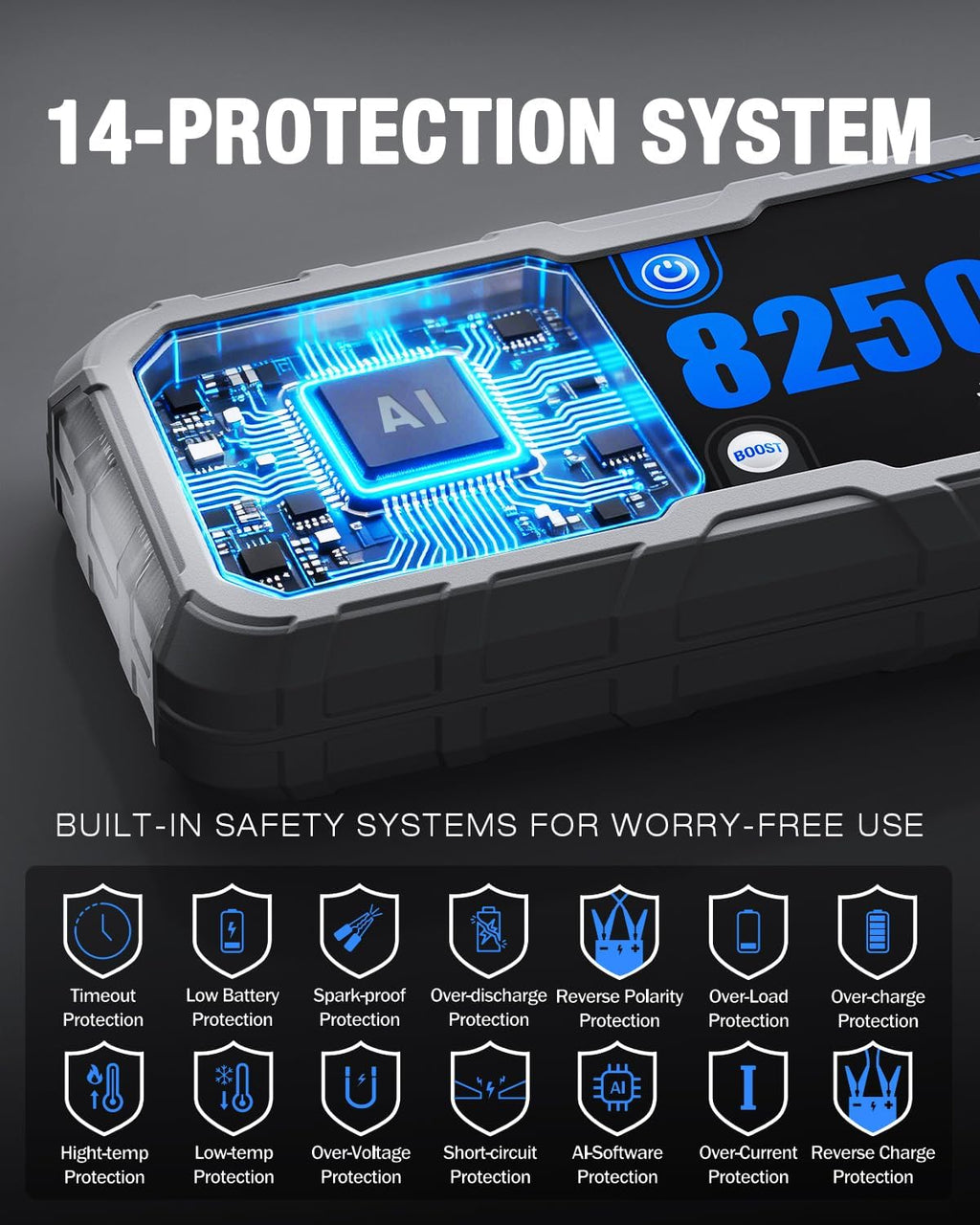 Arrancador portátil de batería de coche 8250A con PD-65W (para todo...
