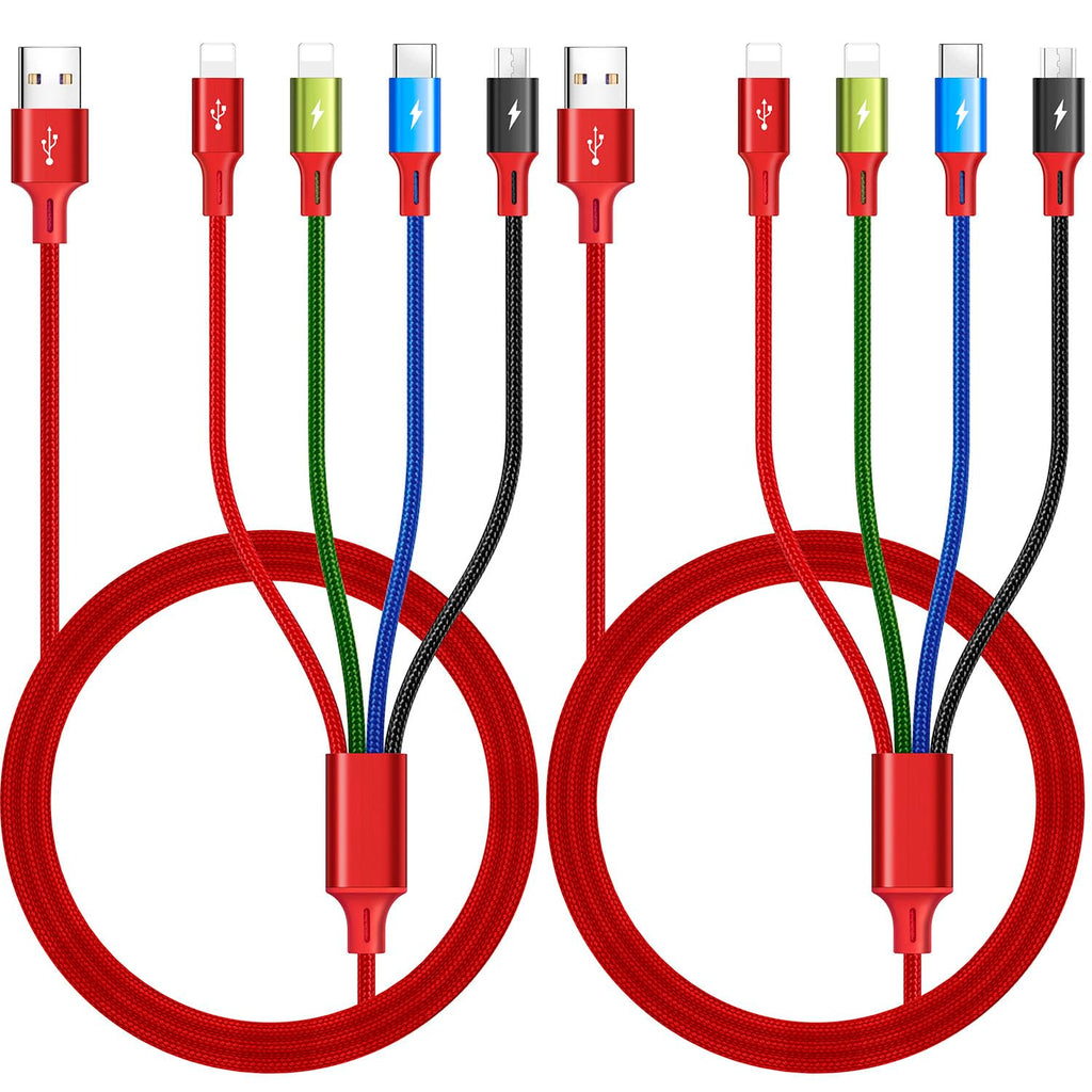 Cable de carga múltiple de 3.5 A, [2 unidades de 6 pies] 4 en 1, ca...