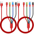 Cable de carga múltiple de 3.5 A, [2 unidades de 6 pies] 4 en 1, ca...
