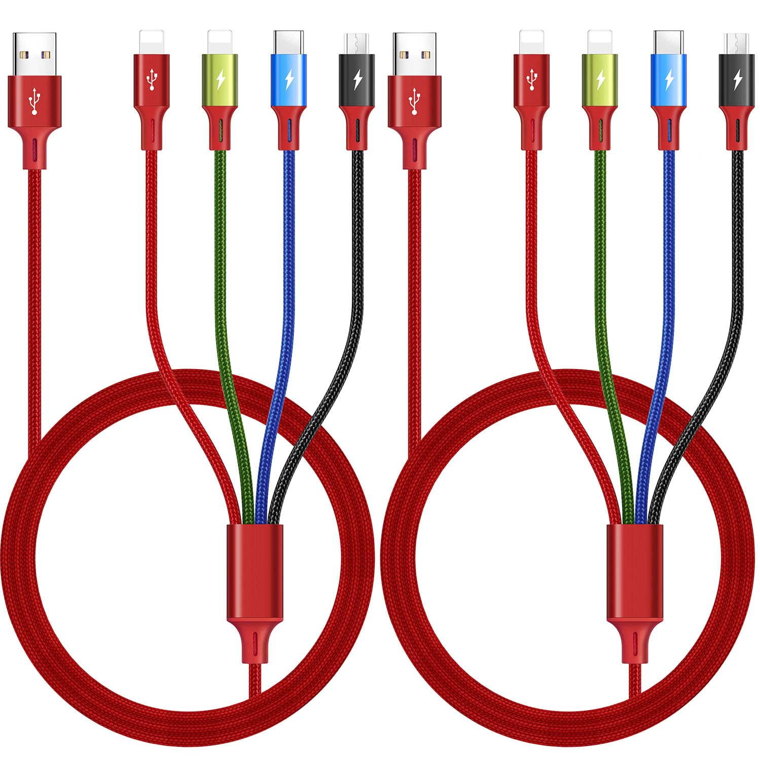 Cable de carga múltiple de 3.5 A, [2 unidades de 6 pies] 4 en 1, ca...