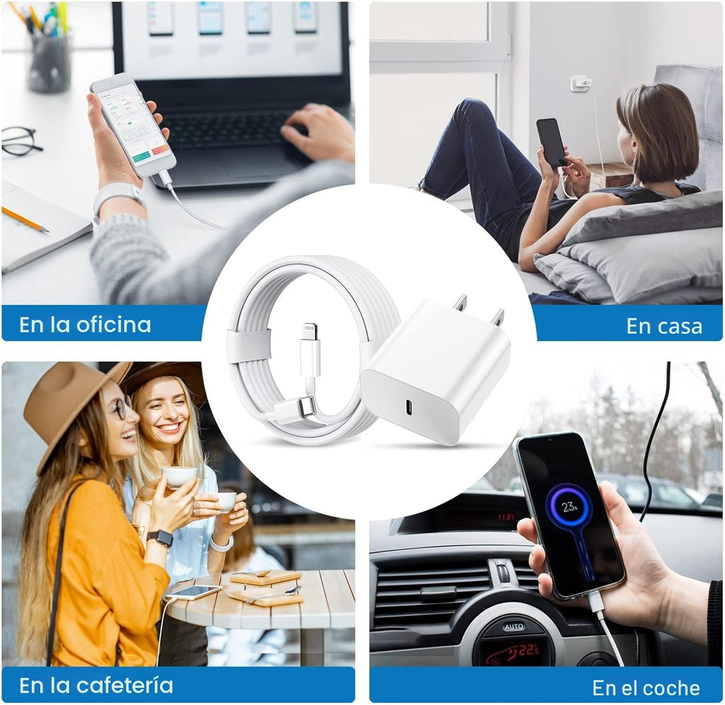 GREPHONE Cargador para iPhone de carga rápida, cargador de pared US...