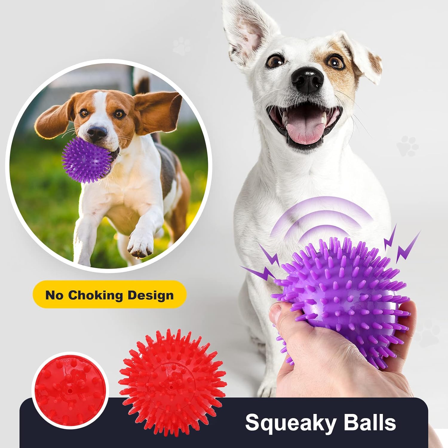VITEVER 3 Colores 4.5\u201D Bolas de Masticación para Perros con So...