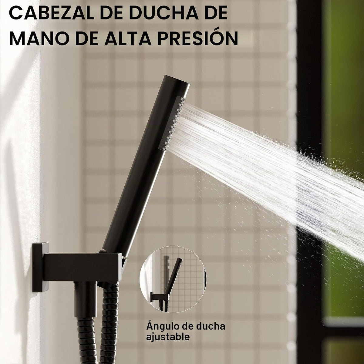 Esnbia Sistema de ducha termostático negro, juego de grifo de ducha...