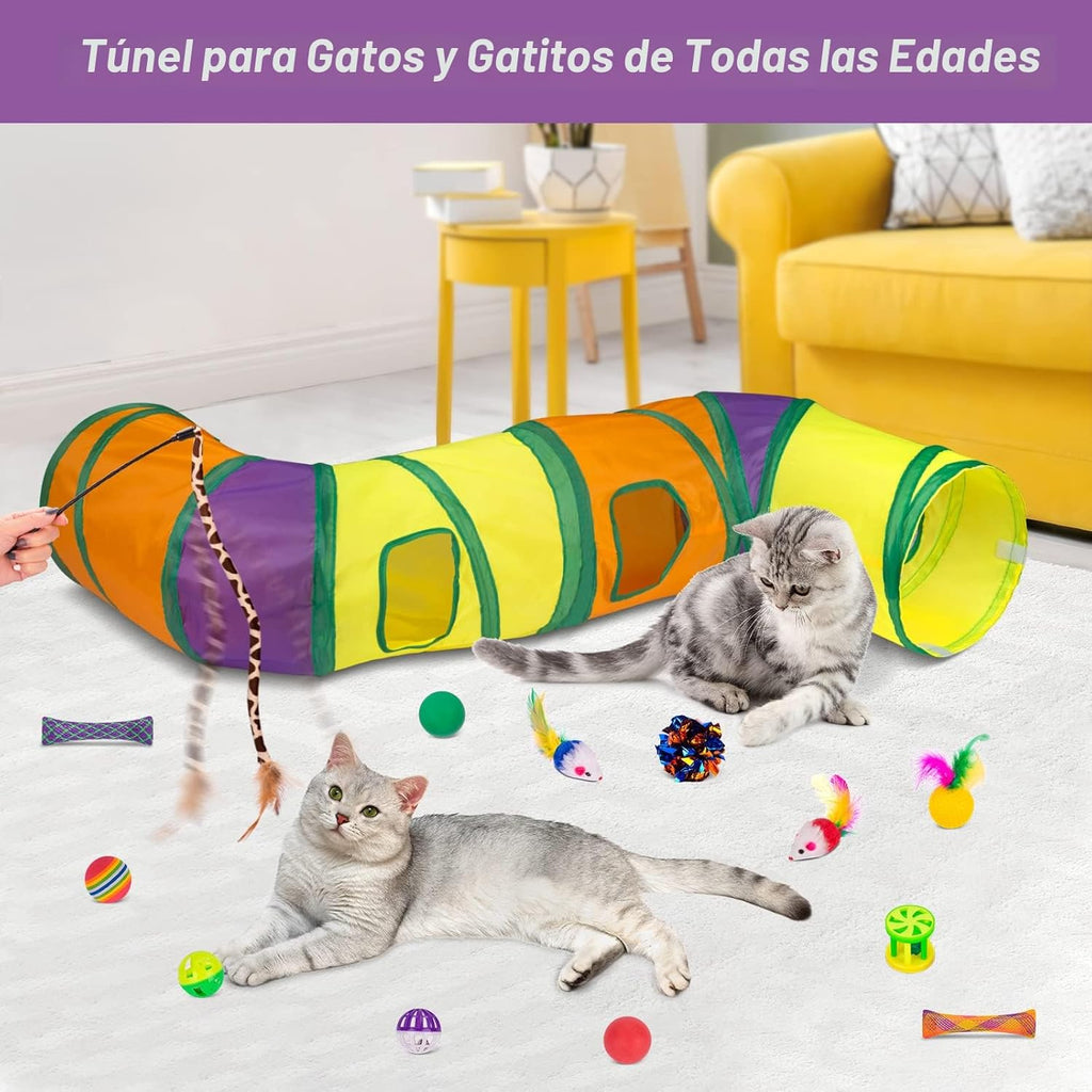 Retro Shaw 33 Piezas Juguetes para Gatos con Túneles, Juguetes Inte...