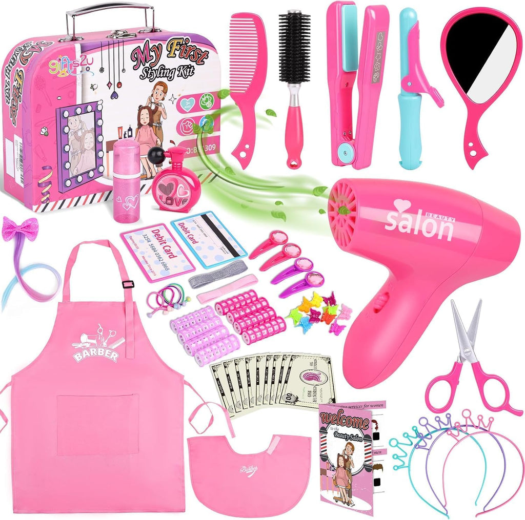 Gifts2U Juguetes de peluquería para niñas, juego de salón de bellez...