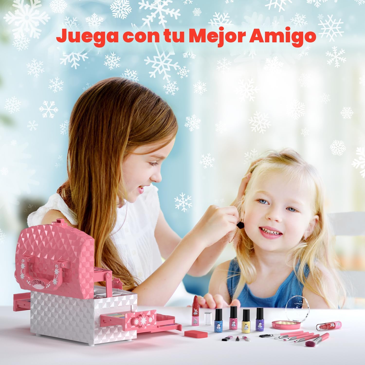 Perryhome Juego de maquillaje para niñas de 56 piezas, lavable, cos...
