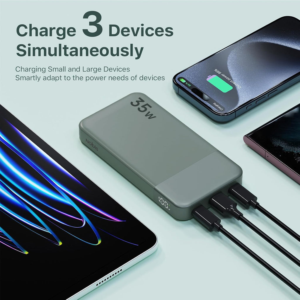 NOBIS Cargador portátil, cargador de batería de 10000 mAh de carga...