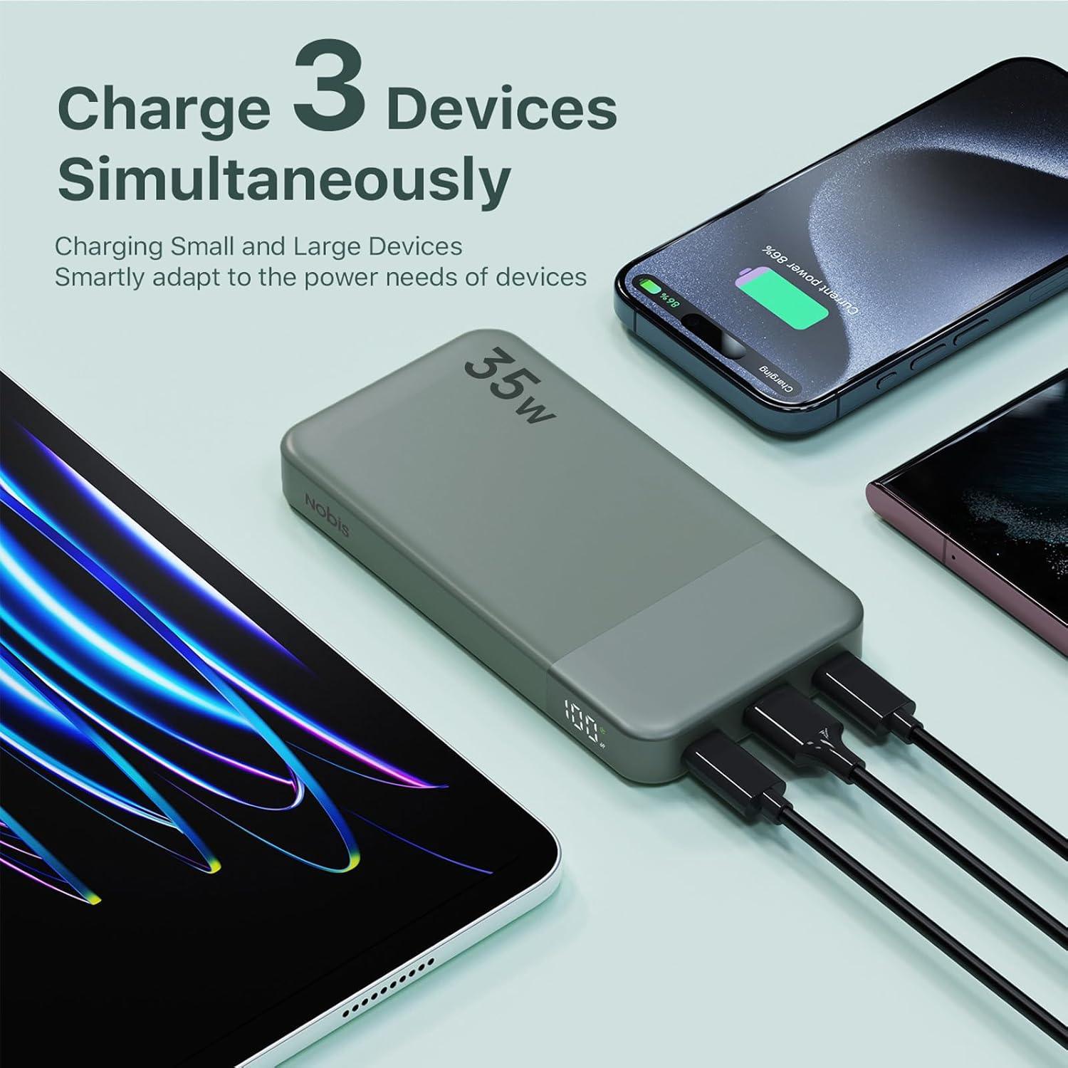 NOBIS Cargador portátil, cargador de batería de 10000 mAh de carga...