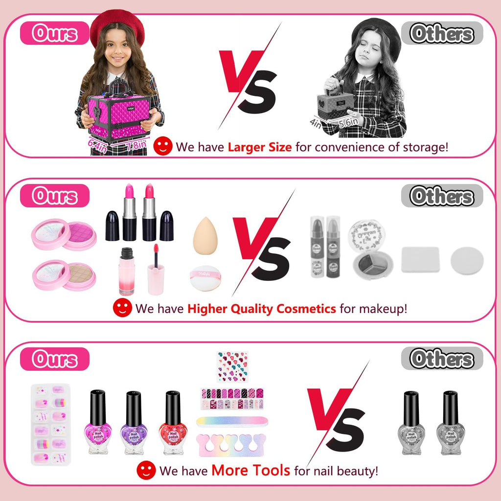 Hollyhi Juego de 59 piezas de maquillaje para niñas, juego de jugue...