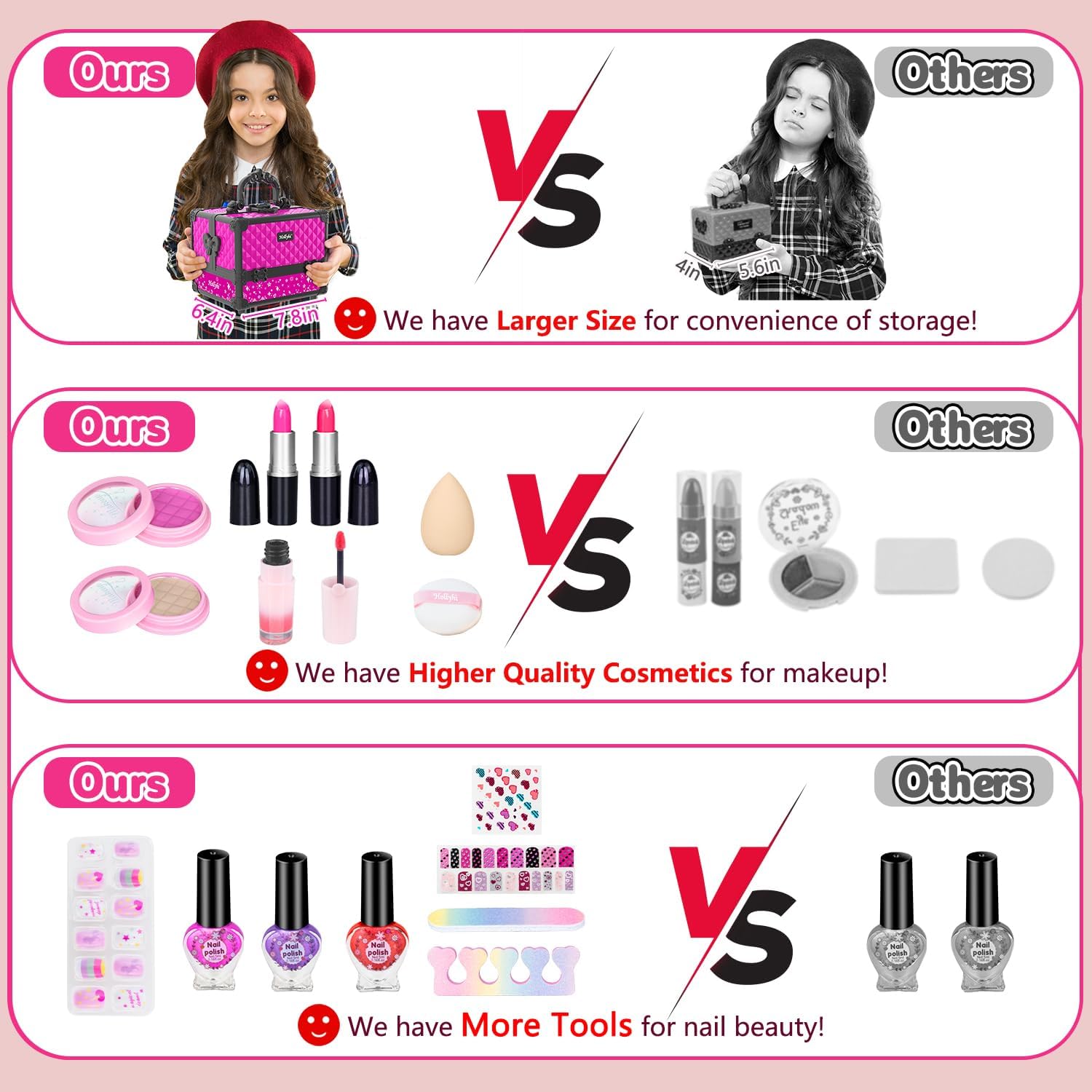 Hollyhi Juego de 59 piezas de maquillaje para niñas, juego de jugue...