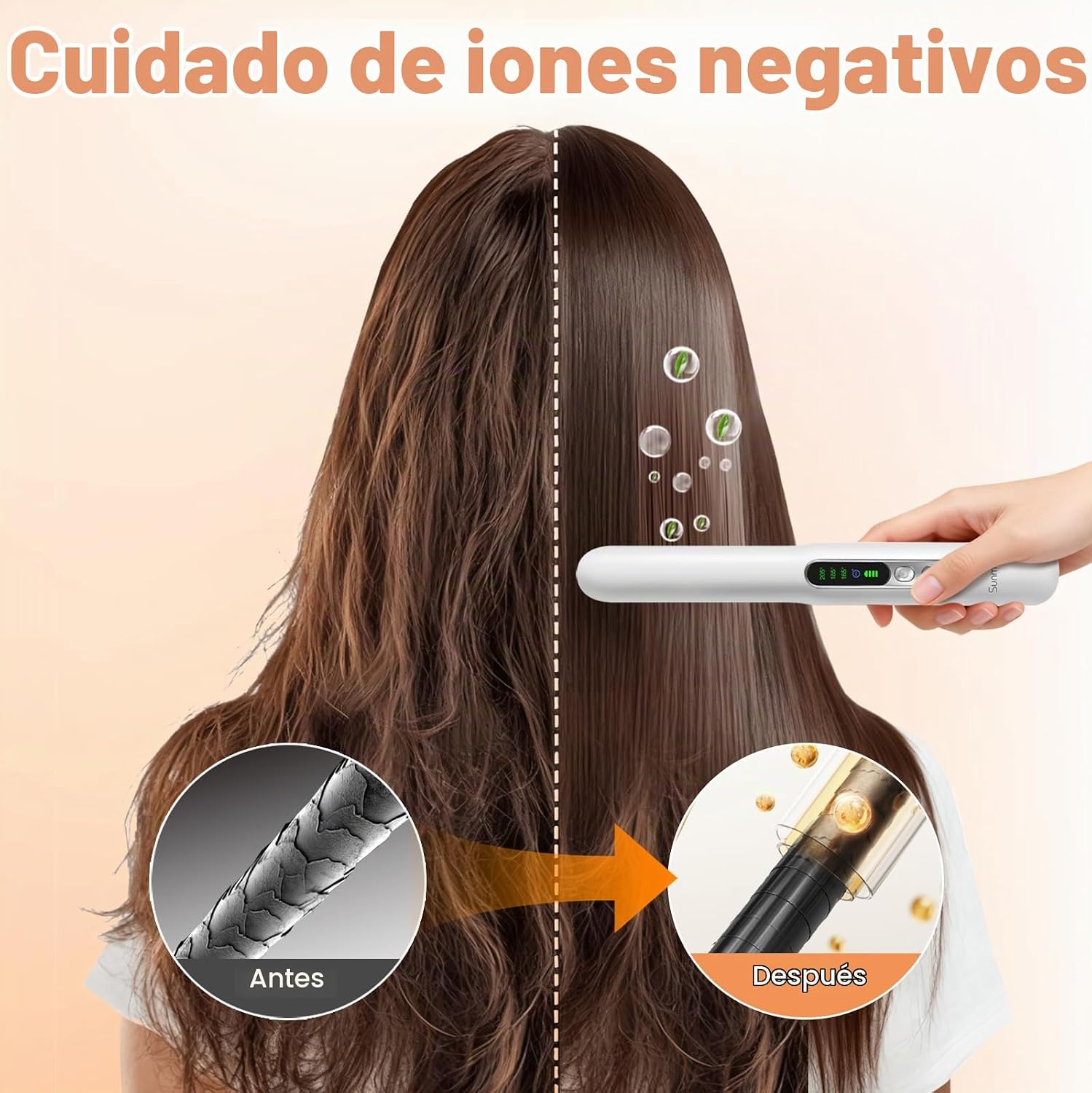SUNMAY - Plancha y rizador de pelo inalámbrico 2 en 1 con cuidado i...
