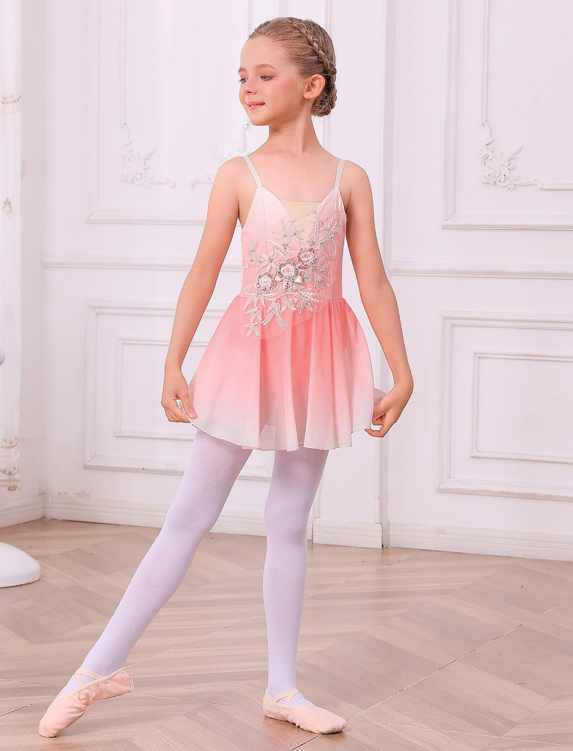 Vestido de patinaje artístico sobre hielo para niñas, lentejuelas b...