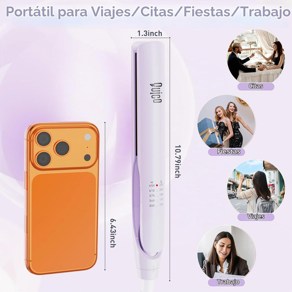 Quico Plancha de pelo mejorada, alisador de pelo de doble voltaje d...