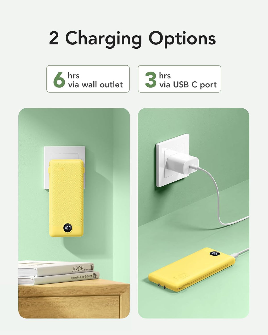 VRURC Cargador Portátil con Enchufe de Pared, 10000mAh Cargador Por...