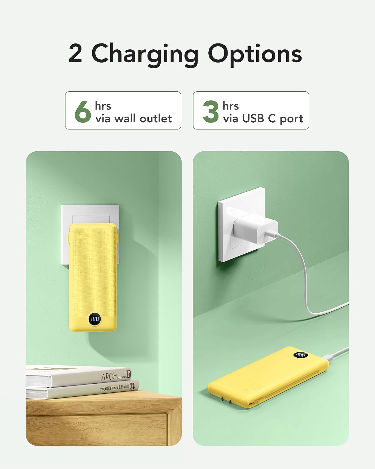 VRURC Cargador Portátil con Enchufe de Pared, 10000mAh Cargador Por...