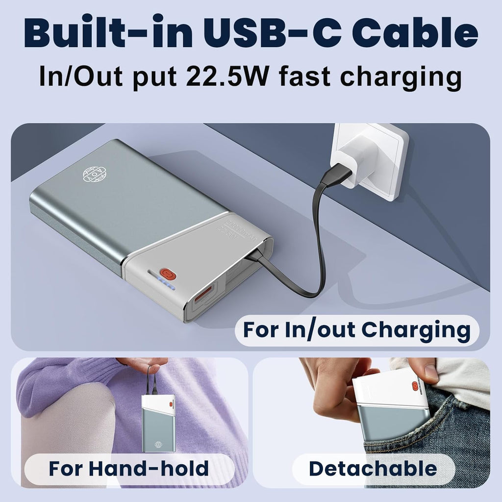 Aaoyun Cargador portátil Power Bank, 20000mAh 22.5W PD carga rápida...