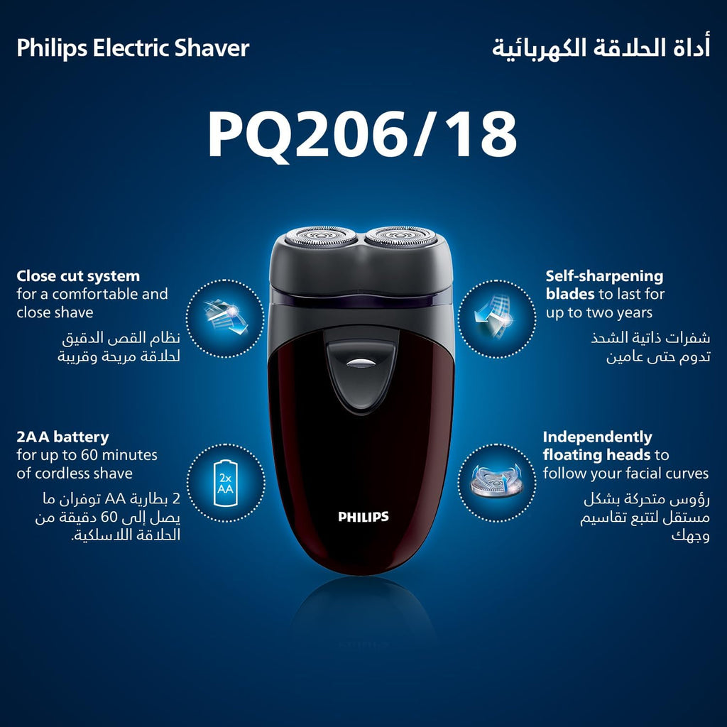 Philips PQ206 Afeitadora eléctrica Funciona con pilas Conveniente p...
