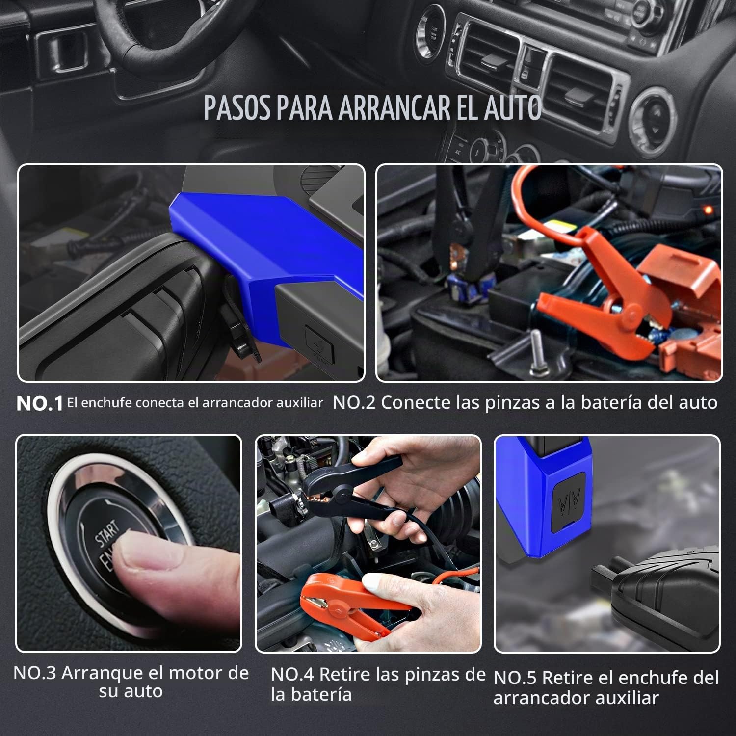 DNA MOTORING 12V 1500A 15000 mAh Arrancador de batería portátil par...
