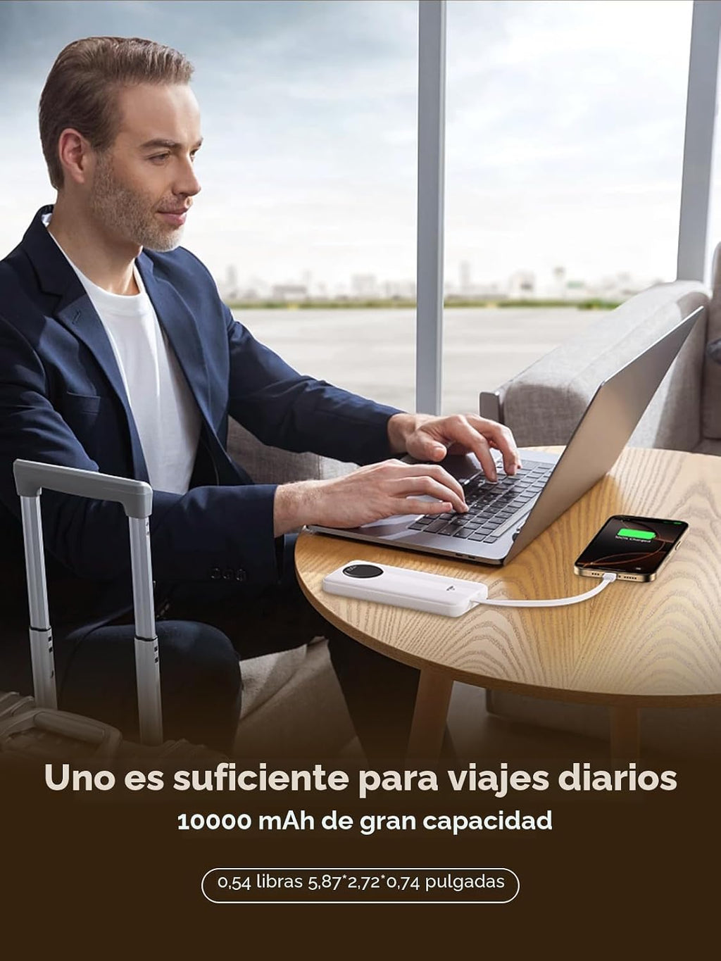 Aioneus Banco de energía, cargador portátil de 10000 mAh con cables...