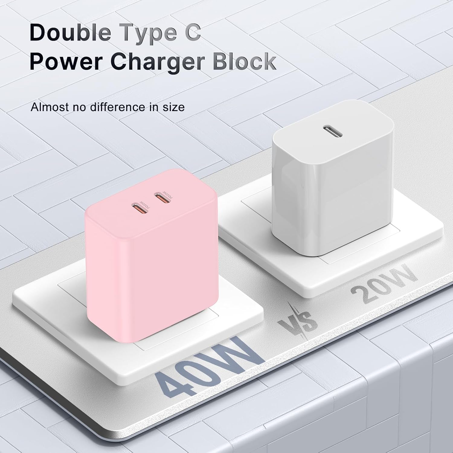 Susnwere Bloque de cargador USB C dual de 40 W, adaptador de corrie...