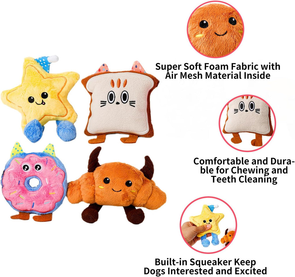 DODODOLA 4 piezas de juguetes para perros con relleno para perros p...