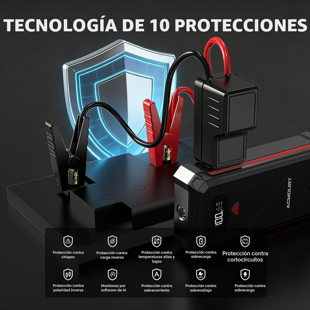 Acmount P100 - Arrancador de auto P100, paquete de batería de arran...