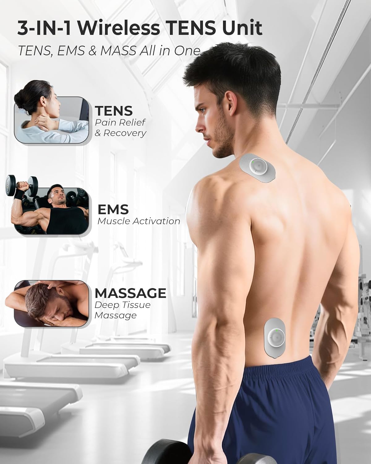Estimulador muscular inalámbrico TENS para terapia de alivio del do...