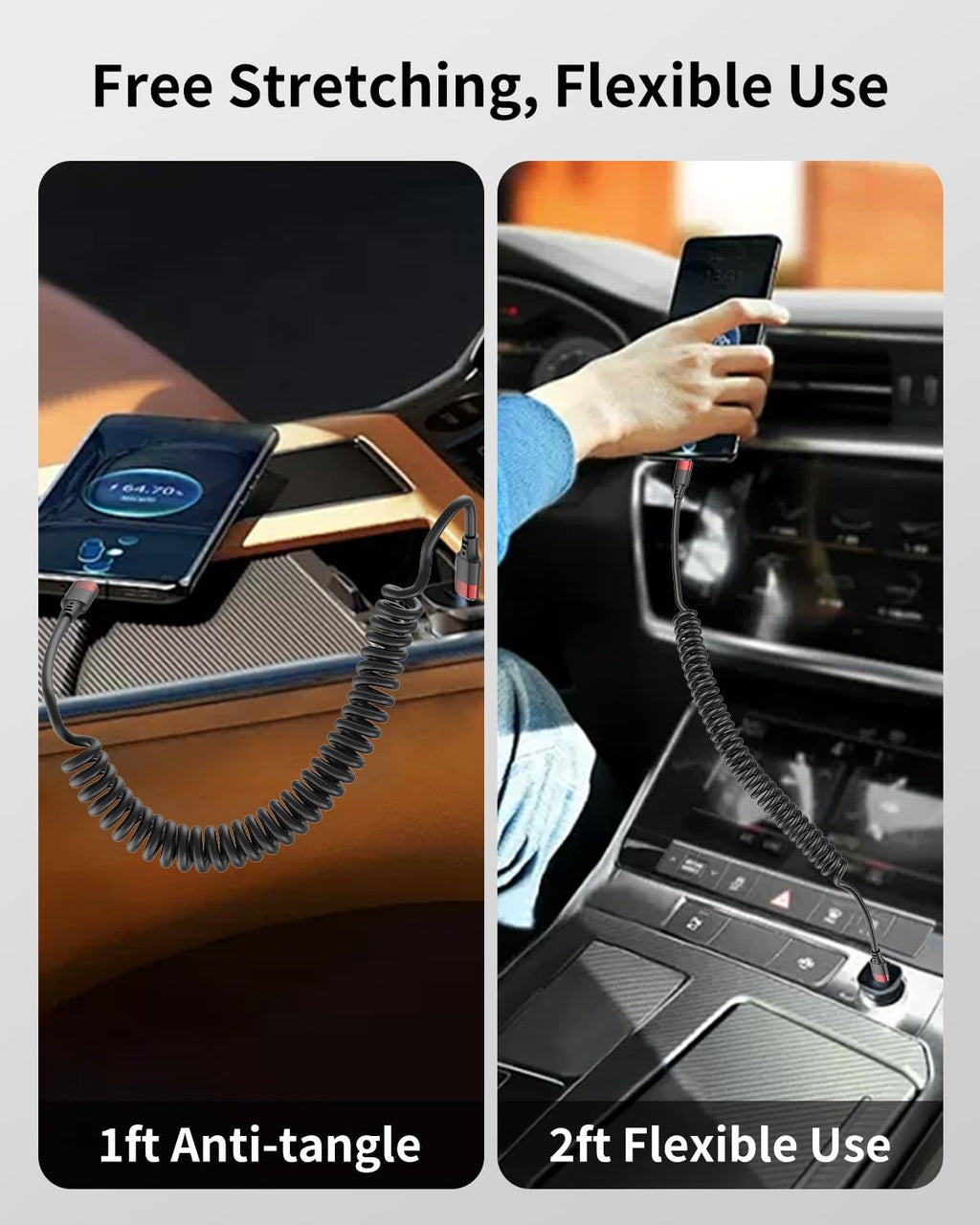 Cable Lightning a USB C en espiral, paquete de 2 cables USB tipo C...