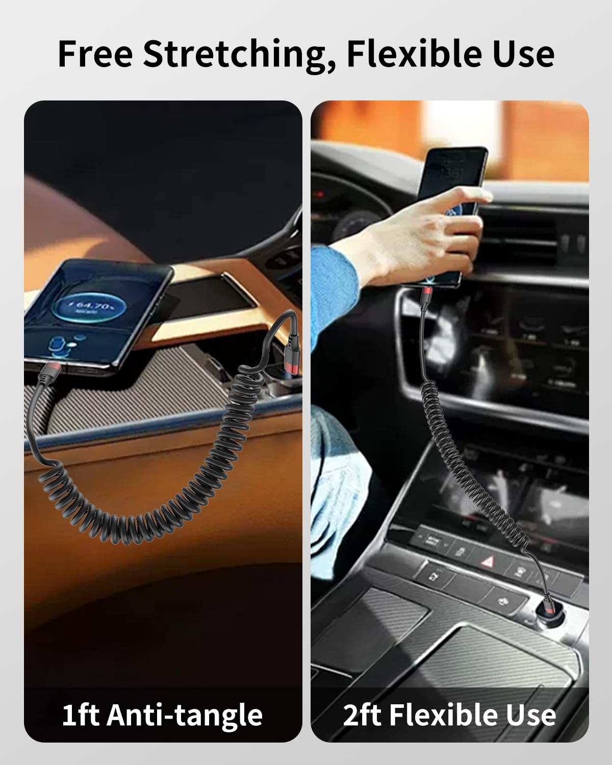 Cable Lightning a USB C en espiral, paquete de 2 cables USB tipo C...