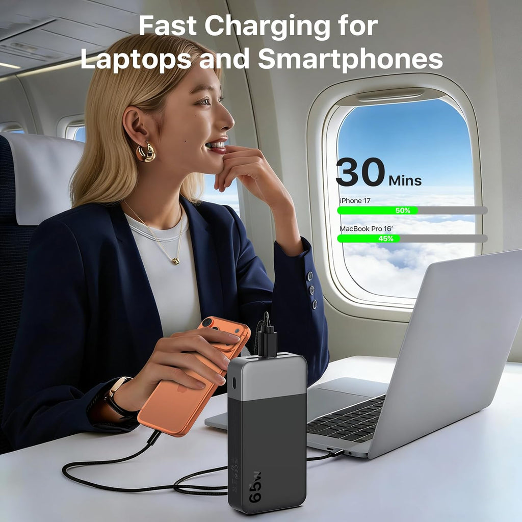 NOBIS Paquete de baterías de 20000 mAh, banco de energía de 65 W, c...