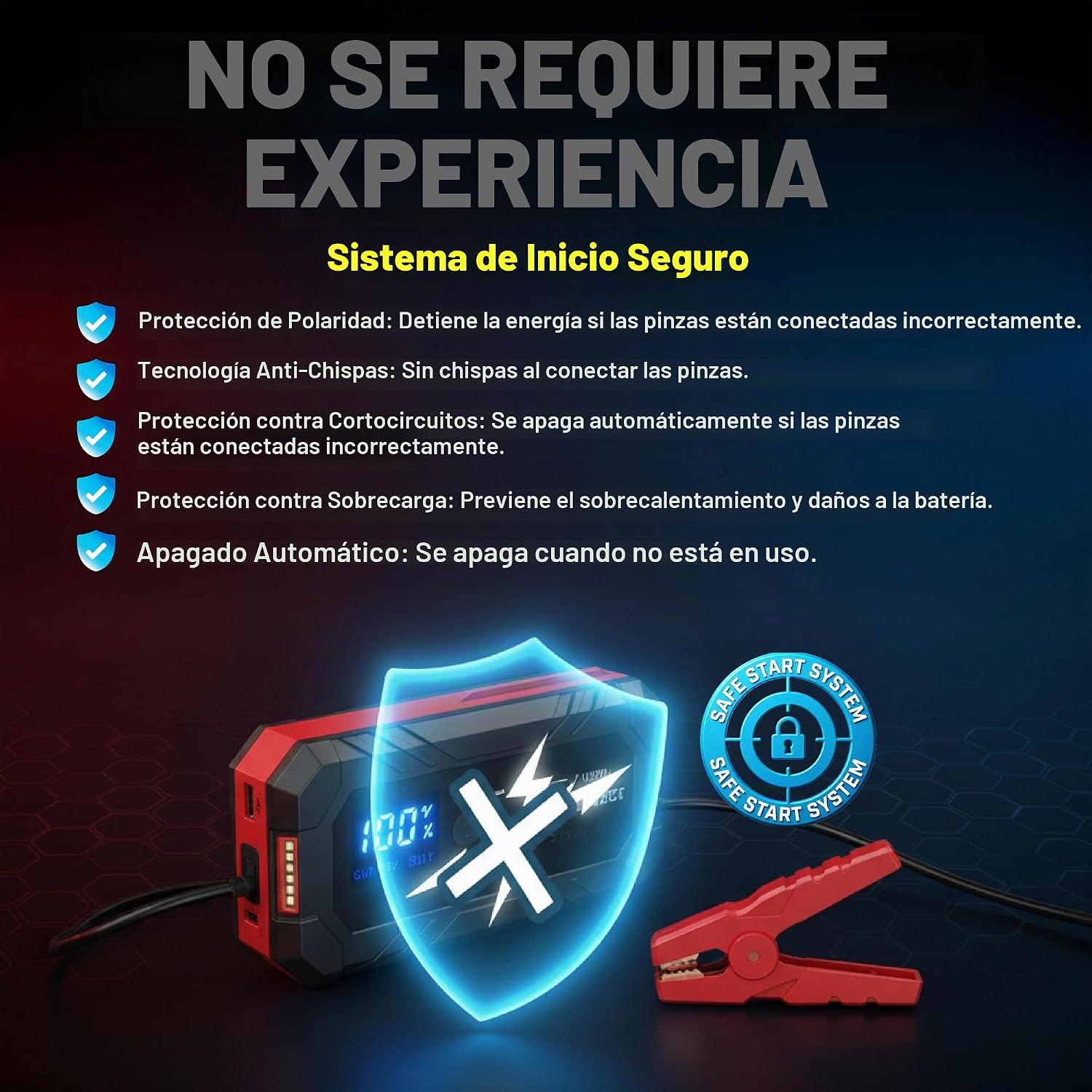 Bullseye SafetyXL 1500A - Arrancador portátil para batería de coche...