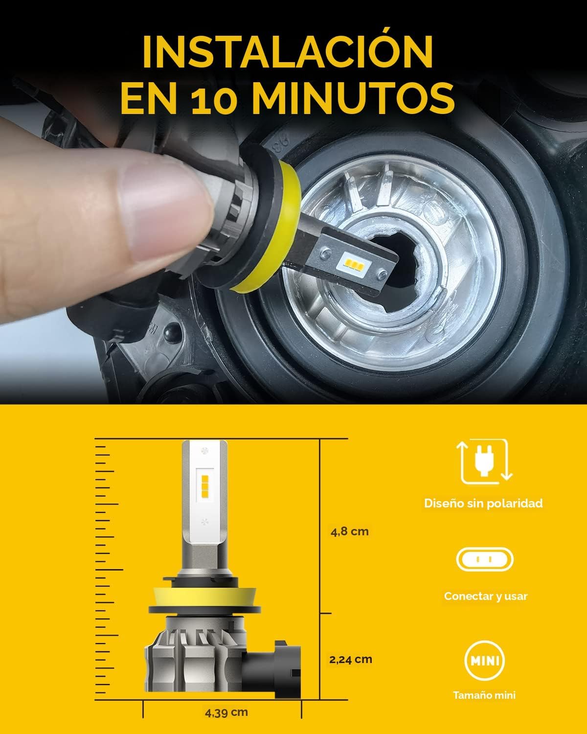 AUXITO Bombillas LED antiniebla H11\/H8\/H16 o DRL, 6000 lúmenes, l...