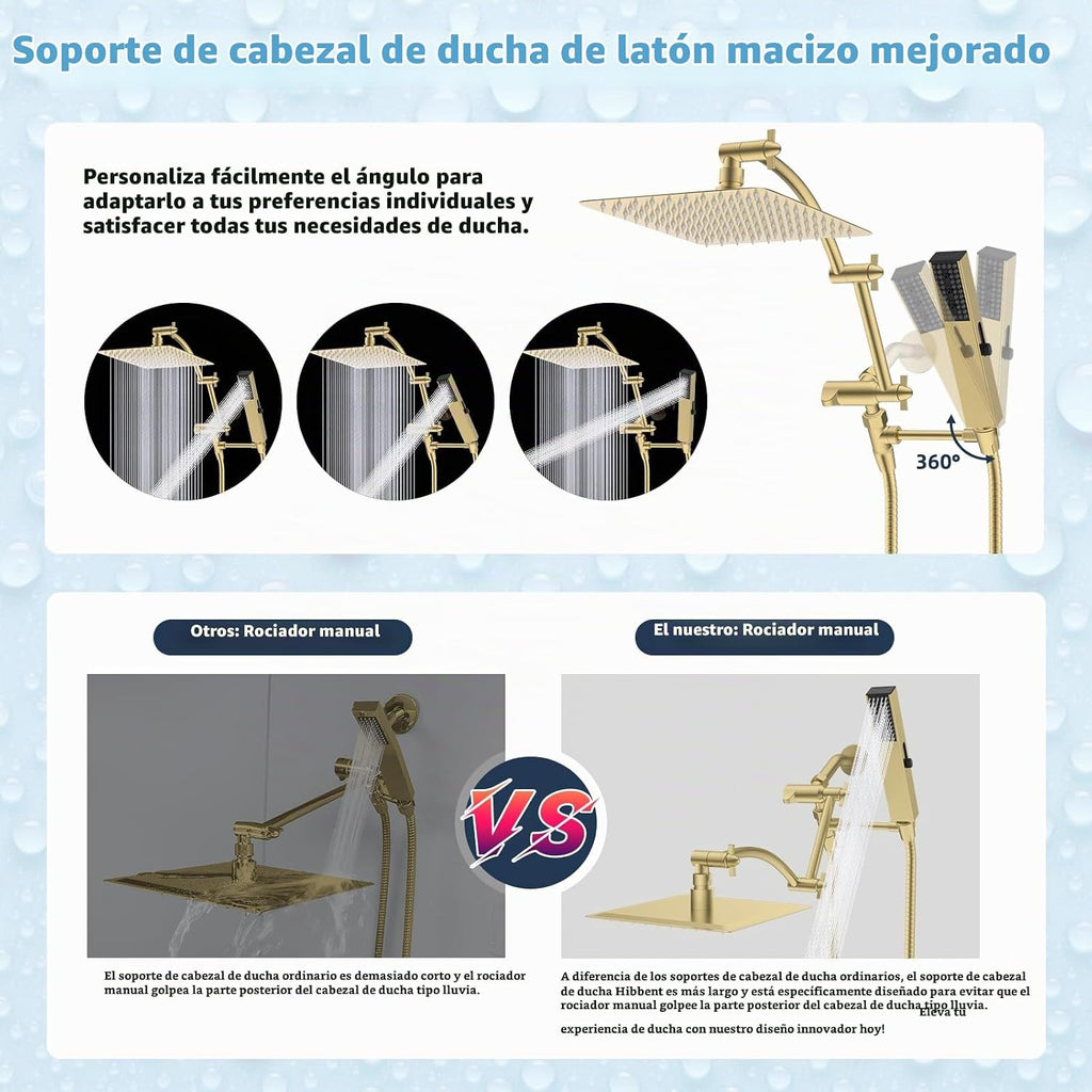 Hibbent Cabezal de ducha de lluvia totalmente metálico con certific...