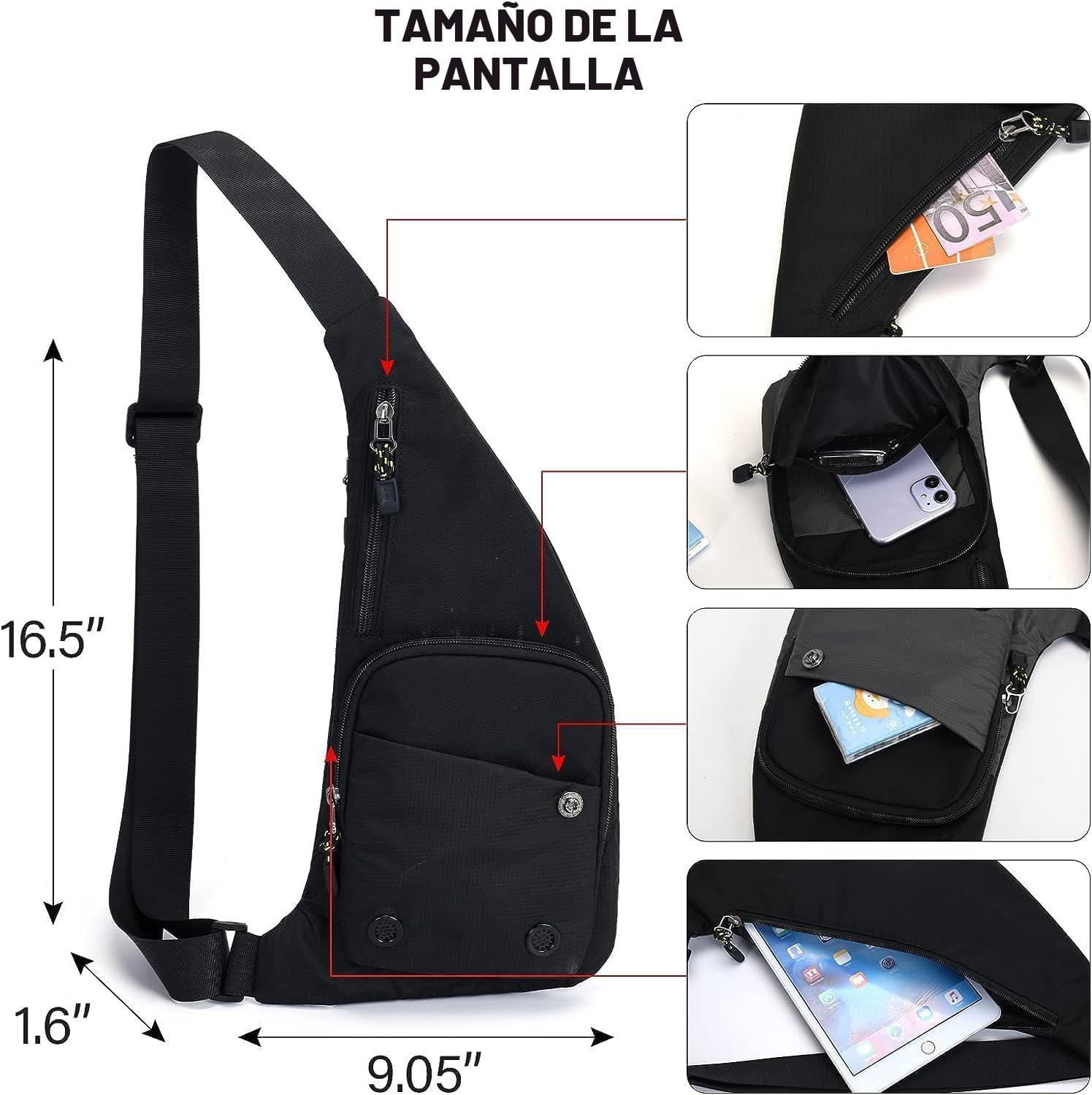 Peicees Bolso Bandolera Impermeable Bolsa Cruzada Para Hombres Moch...