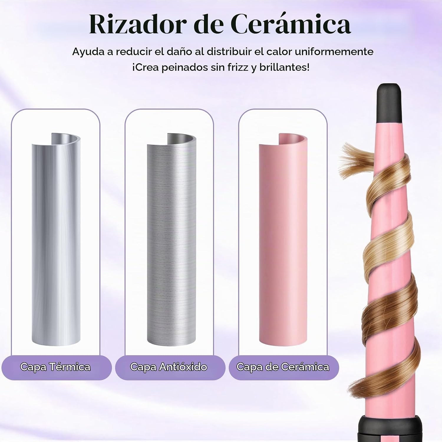 Rizador de pelo, varita rizadora de 0.5-1 pulgadas, 410.0 °F para r...
