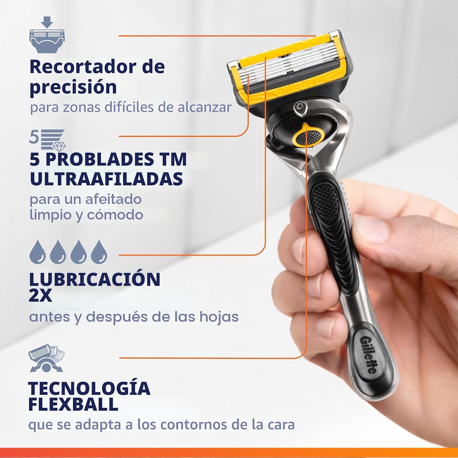 Gillette PROGLIDE SHIELT POWER HANDS'S PERCHA DE LA MUJER + 1 RESIL...