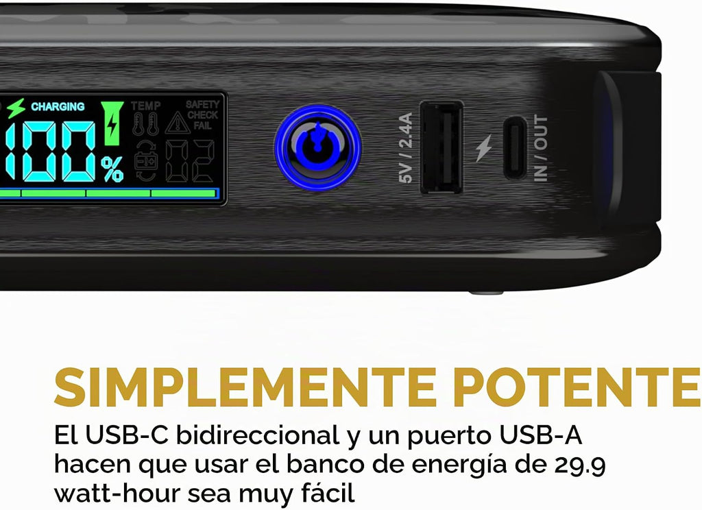 HALO Bolt PaL 1000 Arrancador de batería de auto portátil | Puertos...